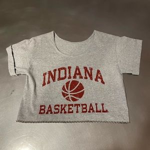 Indiana University short sleeve T-shirt with chain hem detail